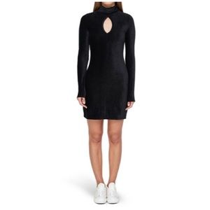 Dual Nature Mock Neck Keyhole Velour Sheath